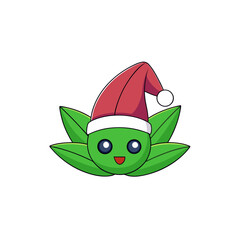 cartoon sage leaves on christmas hat art vector