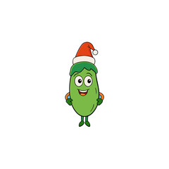 cartoon vegetable medley on christmas hat art vector