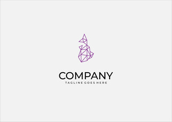 Obraz premium Abstract Polygon Fish Logo – Modern Geometric Low Poly Purple Outline Symbol for Creative and Digital Branding.
