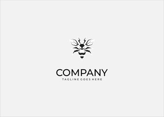 Aggressive Insect Tribal Shape Mascot Vector Illustration – Futuristic Bug Face Logo Design for Esport, Tattoo, Sticker, and Digital Art.