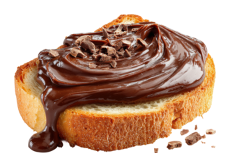 Indulging in chocolate spread on toast kitchen food isolated on transparent background