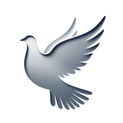 Obraz premium Stylized Silver Dove in Flight Against Black Background bird wings isolated on a transparent background