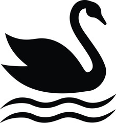 Obraz premium Swan Silhouette Vector Illustration of Native Water Bird Icon for Nature and Wildlife Design