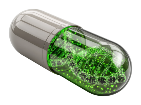 Innovative dna capsule technology laboratory digital modern isolated on transparent background