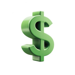 Obraz premium Green dollar sign symbol isolated on transparent background
