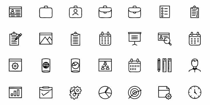 Modern business icons set for presentations, websites, and apps, offering a clean, professional visual language for strategy, planning, and team collaboration.