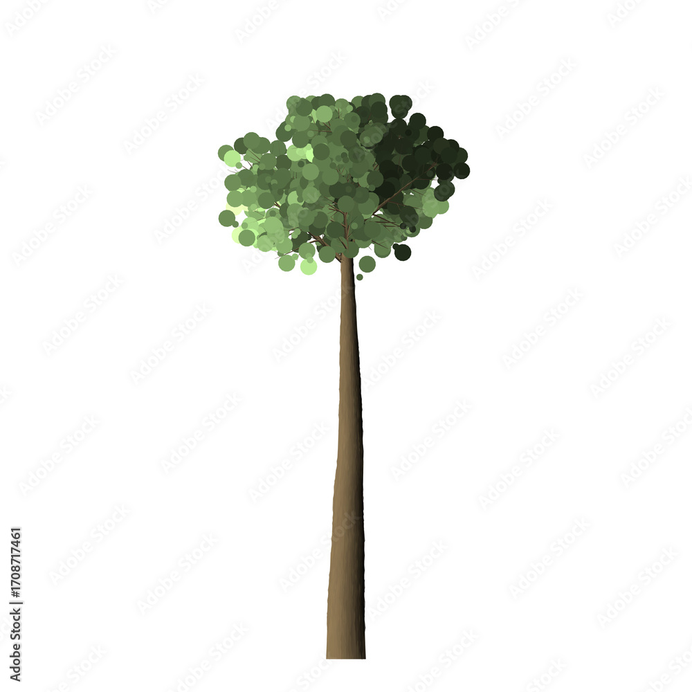 Aufkleber a single tree with a brown trunk and green leaves isolated on a black background in a simple style