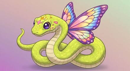 Cute snake with butterfly wings