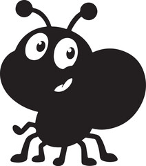 Cute Ant Silhouette Vector – Cartoon Insect Clipart Illustration