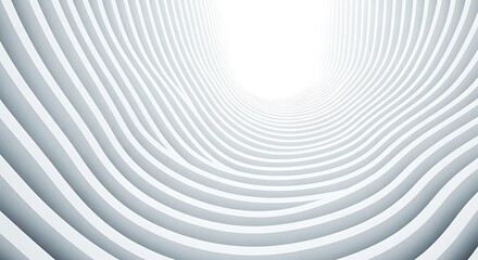 Abstract white tunnel with curved parallel lines