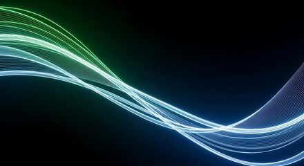 Fototapeta premium Abstract glowing wavy lines of light on black background