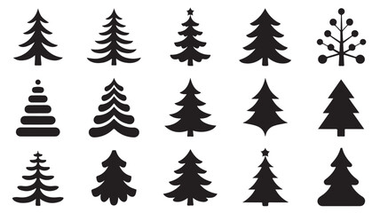 Obraz premium Christmas tree vector silhouette design set for holiday season and winter celebration decoration element