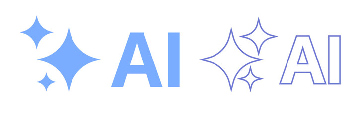 AI Star Generate Icon Symbol Set with Futuristic Digital Elements Modern Vector Illustration for Creative Apps and Technology