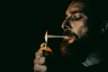 addicted man smoking a cigarette quit smoking