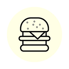 Simple outline illustration of a classic hamburger with cheese