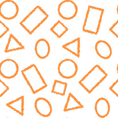 Hand-drawn orange geometric shapes seamless pattern, PNG