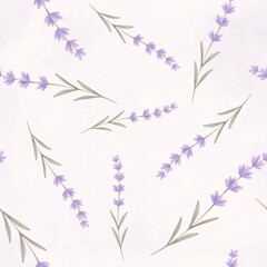 Watercolor lavender flowers seamless pattern