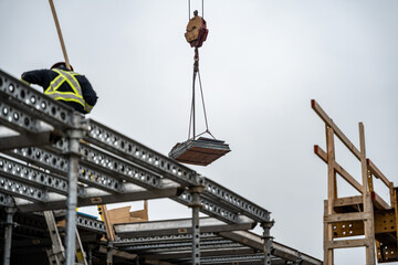 Naklejka premium Worker on a Construction Site