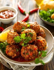 Appetizing meatball dish on a plate