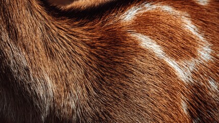 CloseUp of Brown and White Cow Hide Texture for Unique Background, Ideal for Creative Projects Inspires Calmness.