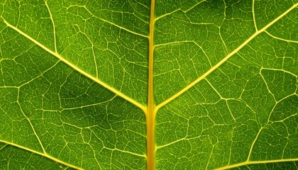 Fototapeta premium Close-up of a vibrant green leaf, showcasing intricate vein patterns and texture