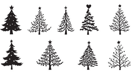 Obraz premium Christmas tree silhouettes vector graphic designs for holiday season decorations and christmas cards