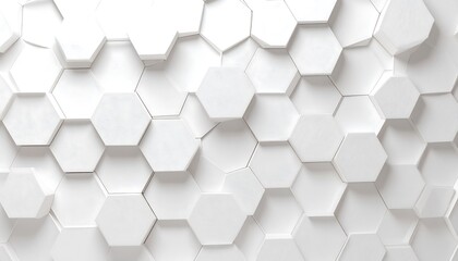 Abstract White Hexagon Pattern: 3D Geometric Background