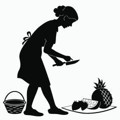 Woman cutting fruit