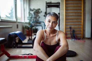 Woman in Gym Relaxing