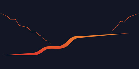 Minimalist Glowing Canyon Line in Dark Vector Illustration
