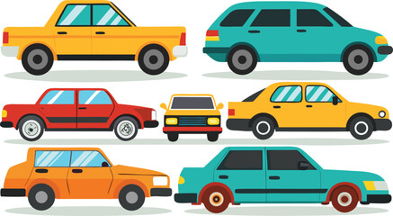 Fototapeta premium Diverse vector collection of cars and vehicles scalable illustration for eps files