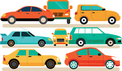 Collection of diverse vehicles detailed vector illustration scalable eps for commercial use