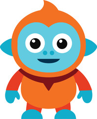 Cute cartoon character mascot vector design orange blue cute creature scalable illustration