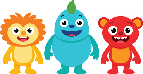 Cute cartoon monster bundle vector illustration for children's designs eps