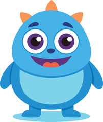 Cute blue cartoon monster mascot vector illustration scalable eps friendly character design