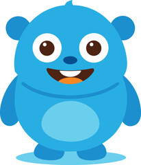 Cute blue cartoon monster mascot vector design for childrens products and branding