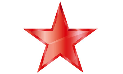 red shiny five pointed star icon isolated on ühite