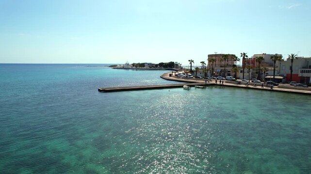 Porto Cesareo - Italy, Apulia - rising aerial photograph of the island of Lo scoglio