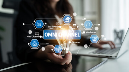 Explore a business concept showcasing digital marketing strategies focused on omni channel engagement, emphasizing innovation and effective customer interaction through technology. Tessel