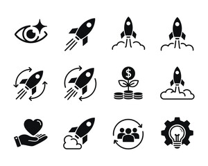 Naklejka premium Minimalist Black and White Business and Success Icons