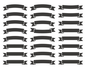 Collection of Silhouettes of Blank Ribbons and Banners - Versatile Design Elements for Your Projects