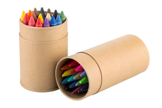 Colorful Crayons in Eco-Friendly Cardboard Tubes for Art and Education