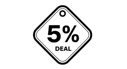 A minimalistic emblem prominently showcases a 5% Deal, inviting potential buyers to seize a special offer and boost sales. This sign serves as an effective promotional instrument. 