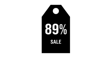 A bold black tag prominently displays an enticing 89% sale offer, beckoning shoppers with its minimalist design. vector illustration