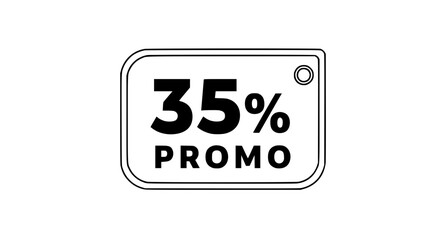 A promotional sign advertises a 35% discount, with a minimalist and clean design, perfect for a variety of commercial applications. vector illustration