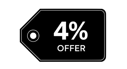 A compelling promotion featuring a bold, black tag boldly displaying the enticing 4% OFF offer. a sharp design that instantly captures attention. vector illustration