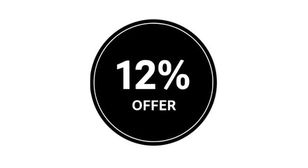 A sleek, minimalist badge boldly proclaims a 12% Offer, perfect for advertising promotions. vector illustration