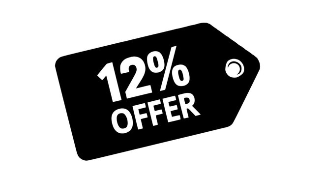 A striking graphic of a 12% offer on a price tag that instantly captures attention and conveys value, offering a clear and concise message about savings. vector illustration