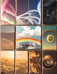 A grid of nine abstract images, featuring various natural phenomena