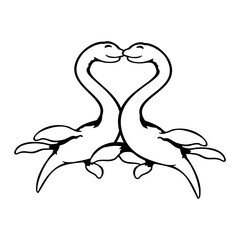 2 Plesiosaur Dinosaur Love Heart Dino Couple Kissing Water Swimming Pinniped